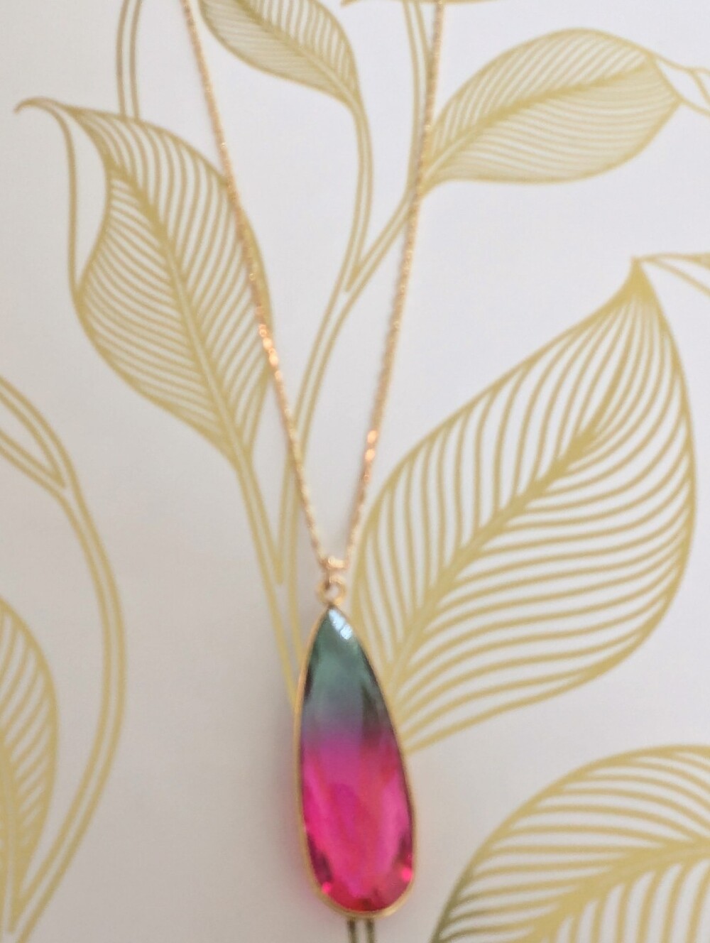 Artisan Made Watermelon Stone Necklace - Picture 11 of 16